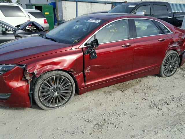 3LN6L2LU3ER814593 - 2014 LINCOLN MKZ HYBRID RED photo 9