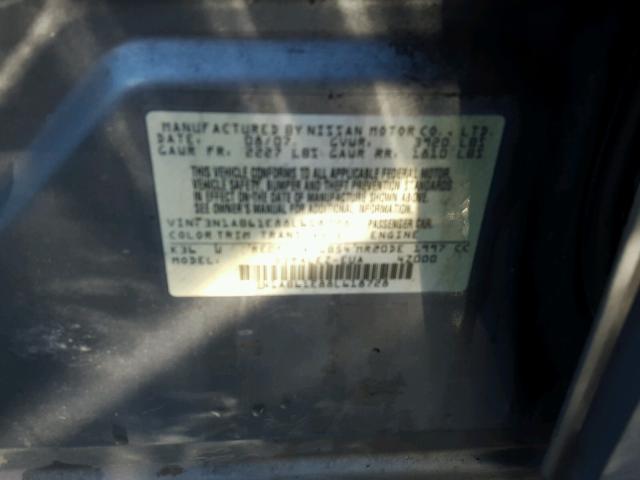 3N1AB61E88L618728 - 2008 NISSAN SENTRA 2.0 GRAY photo 10