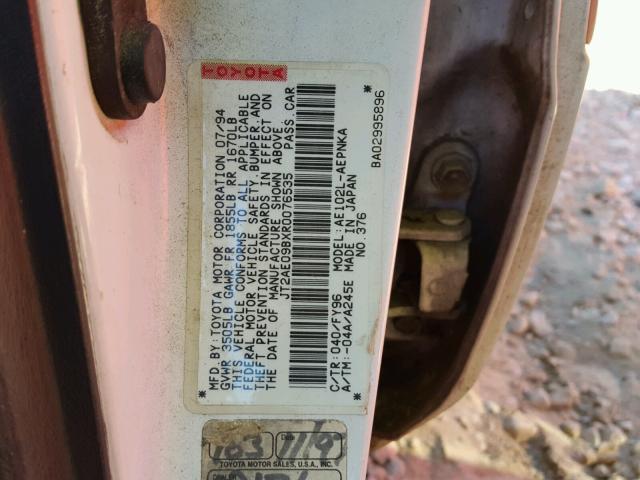 JT2AE09BXR0076535 - 1994 TOYOTA COROLLA LE 棕色 照片 10