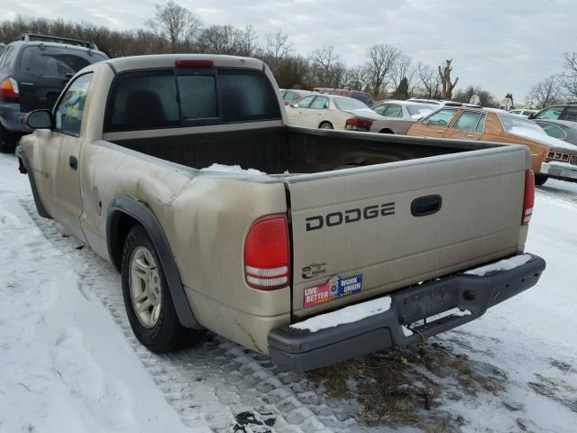 1B7FL16X82S664257 - 2002 DODGE DAKOTA BAS GOLD photo 3