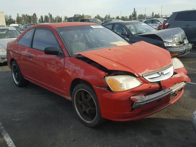 1HGEM21732L035295 - 2002 HONDA CIVIC HX RED photo 1