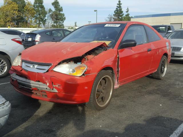 1HGEM21732L035295 - 2002 HONDA CIVIC HX RED photo 2