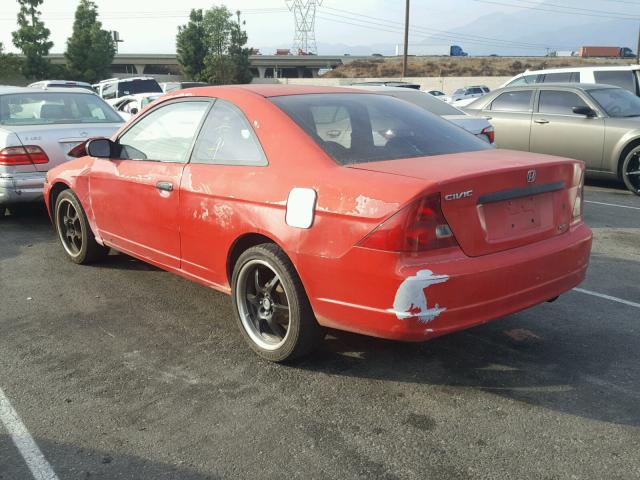 1HGEM21732L035295 - 2002 HONDA CIVIC HX RED photo 3