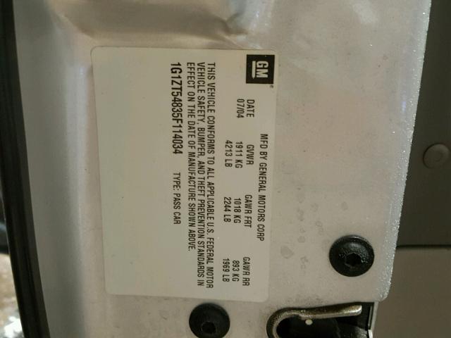 1G1ZT54835F114034 - 2005 CHEVROLET MALIBU LS SILVER photo 10