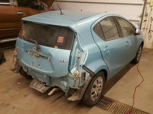 JTDKDTB39D1052510 - 2013 TOYOTA PRIUS C BLUE photo 4