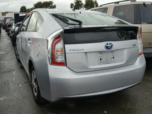 JTDKN3DU3C5430928 - 2012 TOYOTA PRIUS SILVER photo 3