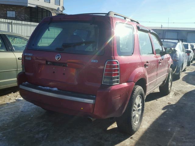 4M2YU57Z96KJ06785 - 2006 MERCURY MARINER RED photo 4