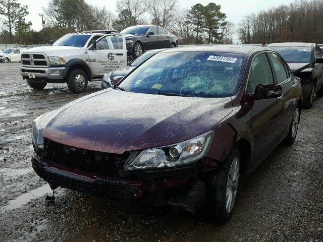 1HGCR3F80EA011651 - 2014 HONDA ACCORD EXL MAROON photo 2