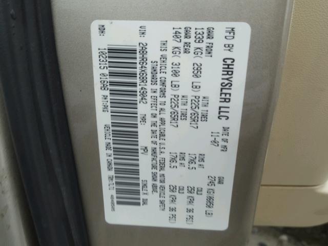 2A8HR64X68R149042 - 2008 CHRYSLER TOWN & COU SILVER photo 10