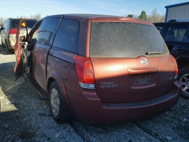 5N1BV28U84N322872 - 2004 NISSAN QUEST S BURGUNDY photo 3