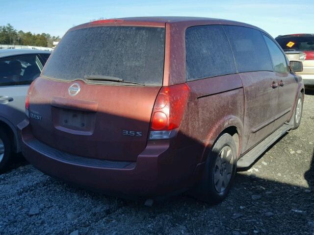 5N1BV28U84N322872 - 2004 NISSAN QUEST S BURGUNDY photo 4