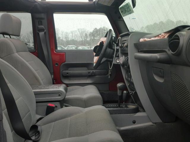 1J4GA59107L186338 - 2007 JEEP WRANGLER S RED photo 5