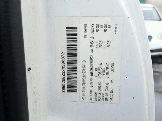 3B6KC26Z3XM580972 - 1999 DODGE RAM 2500 WHITE photo 10