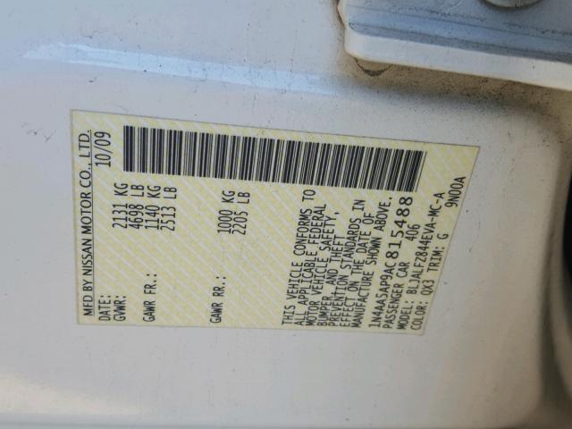 1N4AA5AP9AC815488 - 2010 NISSAN MAXIMA S WHITE photo 10