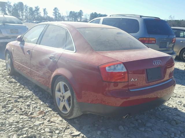 WAUJT68E72A233804 - 2002 AUDI A4 3.0 RED photo 3