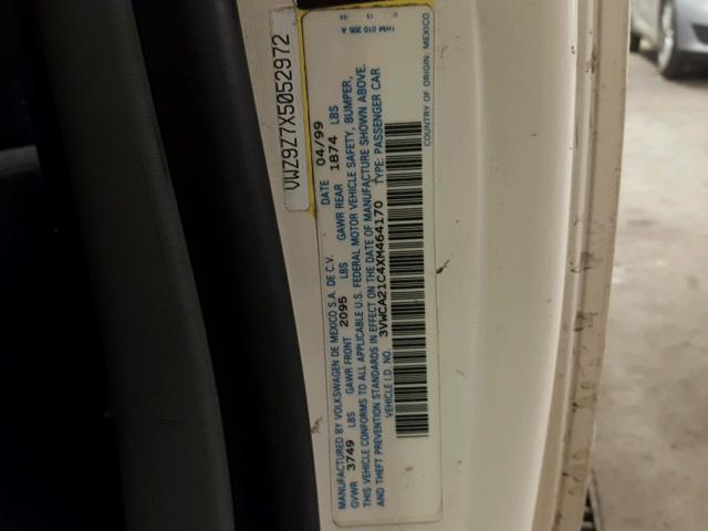 3VWCA21C4XM464170 - 1999 VOLKSWAGEN NEW BEETLE 白色 照片 10