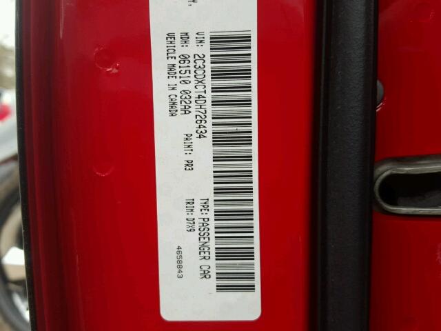 2C3CDXCT4DH726434 - 2013 DODGE CHARGER R/ RED photo 10