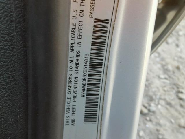 WVWNA63B5XE514815 - 1999 VOLKSWAGEN PASSAT GLS SILVER photo 10