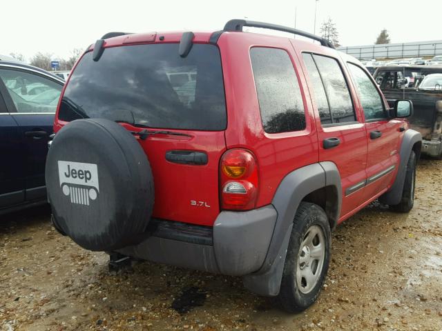 1J4GL48K54W276223 - 2004 JEEP LIBERTY SP RED photo 4