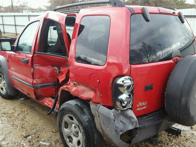 1J4GL48K54W276223 - 2004 JEEP LIBERTY SP RED photo 9