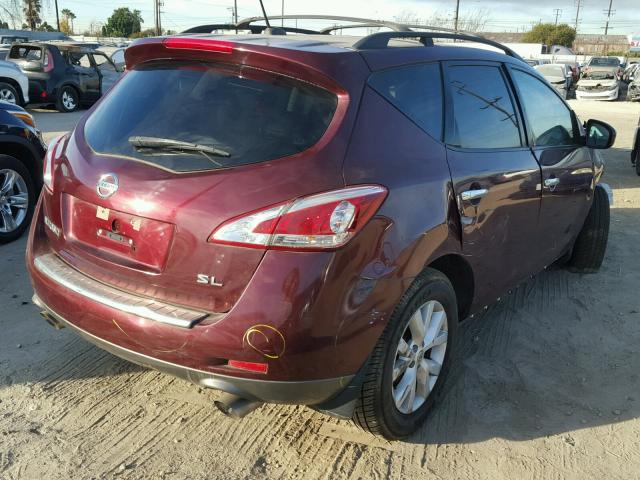 JN8AZ1MU9BW055404 - 2011 NISSAN MURANO S MAROON photo 4