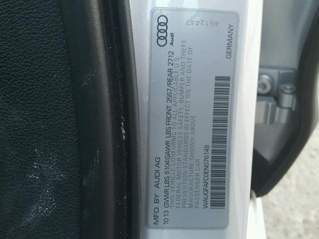 WAUGFAFC0EN076149 - 2014 AUDI A6 PREMIUM SILVER photo 10