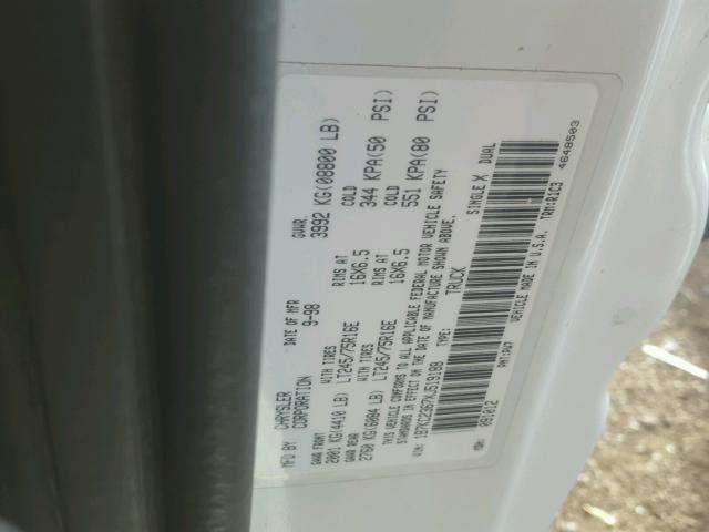 1B7KC2367XJ519188 - 1999 DODGE RAM 2500 WHITE photo 10