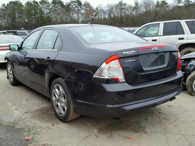 3FAHP0HA2AR162926 - 2010 FORD FUSION SE BLACK photo 3