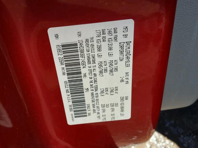 1D4HD38K66F145874 - 2006 DODGE DURANGO SX RED photo 10