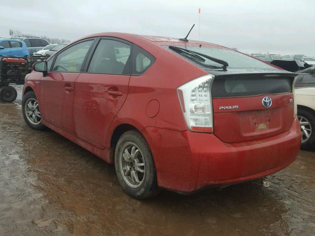 JTDKN3DU2A5043302 - 2010 TOYOTA PRIUS RED photo 3