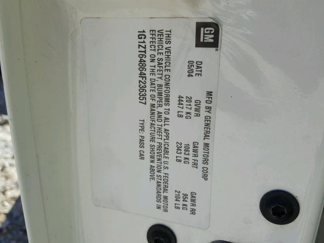 1G1ZT64864F236357 - 2004 CHEVROLET MALIBU MAX 白色 照片 10