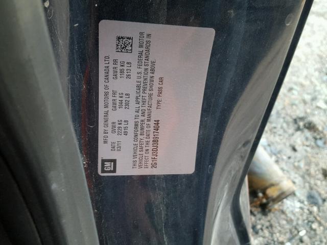 2G1FJ3DJ3B9174044 - 2011 CHEVROLET CAMARO SS BLUE photo 10