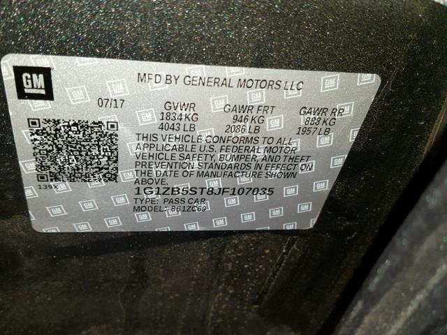 1G1ZB5ST8JF107035 - 2018 CHEVROLET MALIBU LS GRAY photo 10