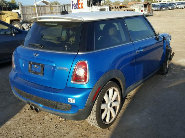 WMWMF7C51ATX44350 - 2010 MINI COOPER S BLUE photo 4