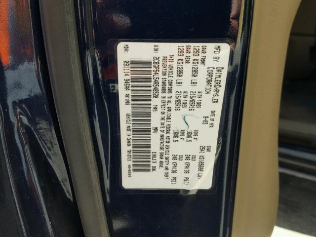 2C8GP54L54R548520 - 2004 CHRYSLER TOWN & COU BLUE photo 10