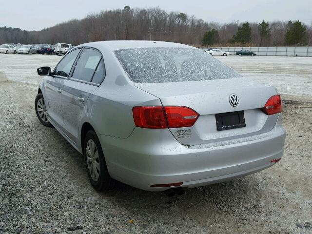 3VW2K7AJ8DM294797 - 2013 VOLKSWAGEN JETTA BASE SILVER photo 3