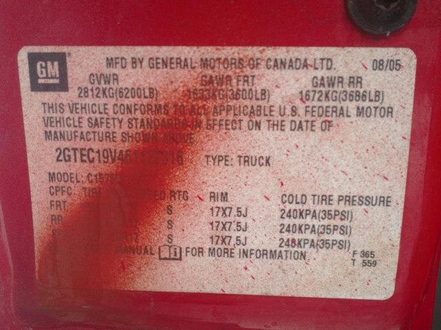 2GTEC19V461127316 - 2006 GMC NEW SIERRA RED photo 10