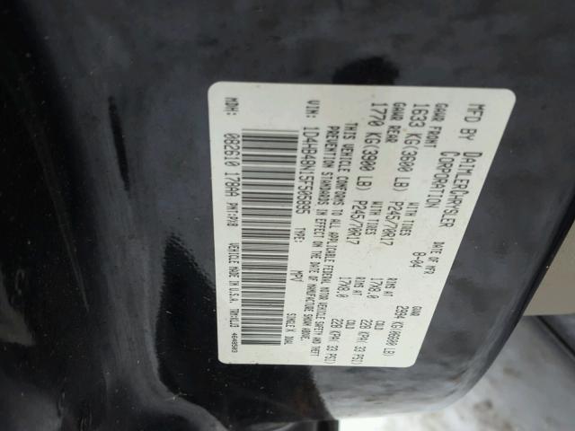 1D4HB48N15F505895 - 2005 DODGE DURANGO SL BLACK photo 10