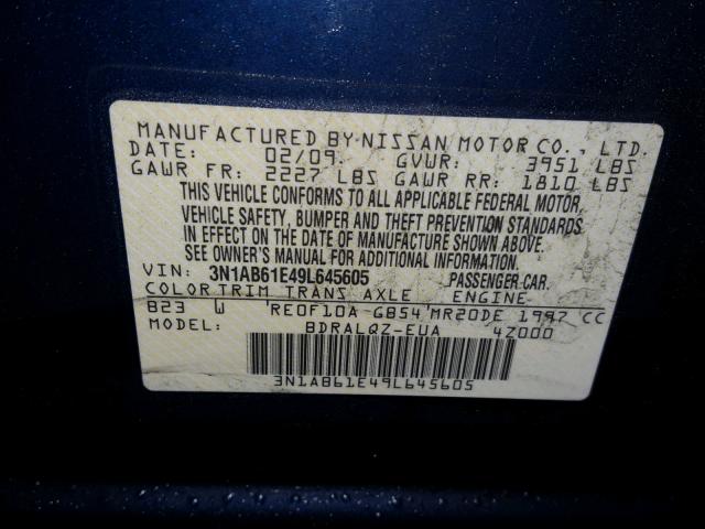 3N1AB61E49L645605 - 2009 NISSAN SENTRA 2.0 BLUE photo 10