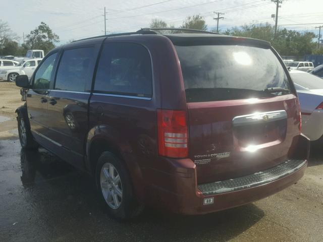 2A8HR54P48R682940 - 2008 CHRYSLER TOWN & COU BURGUNDY photo 3