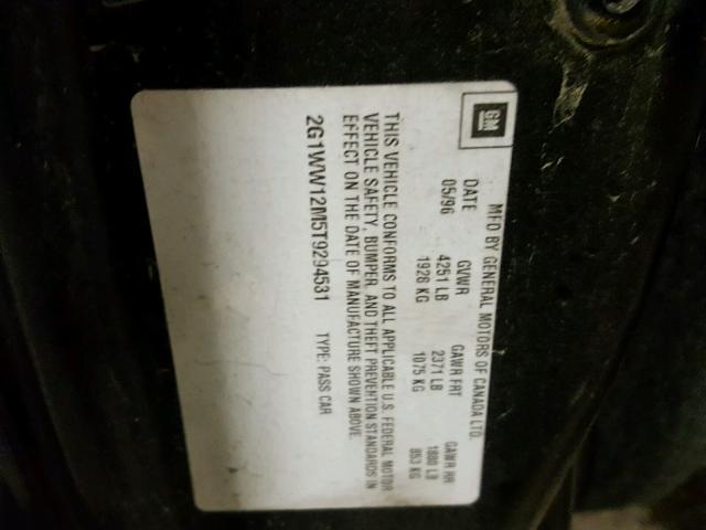 2G1WW12M5T9294531 - 1996 CHEVROLET MONTE CARL 黑色 照片 10