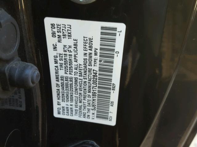 5J6YH18917L002847 - 2007 HONDA ELEMENT SC BLACK photo 10