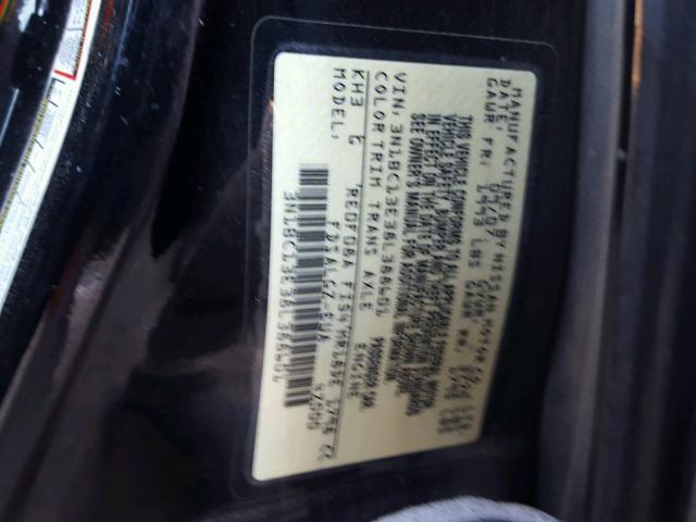 3N1BC13E38L388601 - 2008 NISSAN VERSA S BLACK photo 10