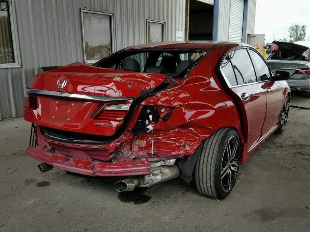 1HGCR2F50GA172844 - 2016 HONDA ACCORD SPO RED photo 4