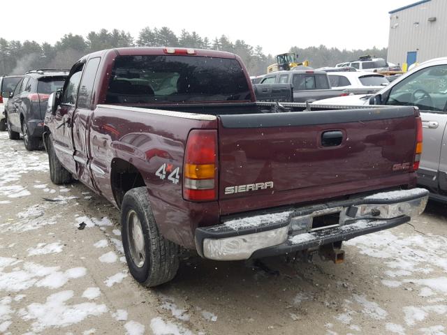 2GTEK19V021247126 - 2002 GMC NEW SIERRA BURGUNDY photo 3