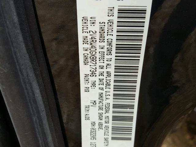 2V4RW4DGXBR717346 - 2011 VOLKSWAGEN ROUTAN S BLACK photo 10