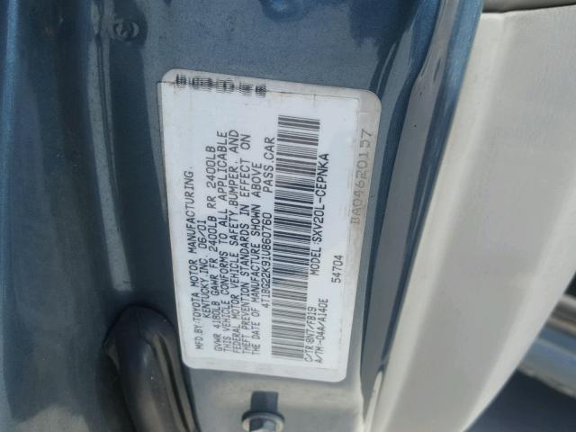 4T1BG22K91U860760 - 2001 TOYOTA CAMRY CE BLUE photo 10