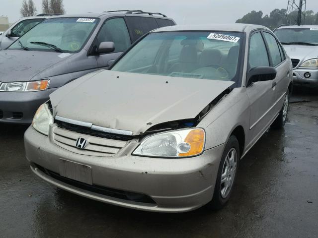 1HGES16531L030801 - 2001 HONDA CIVIC LX GOLD photo 2