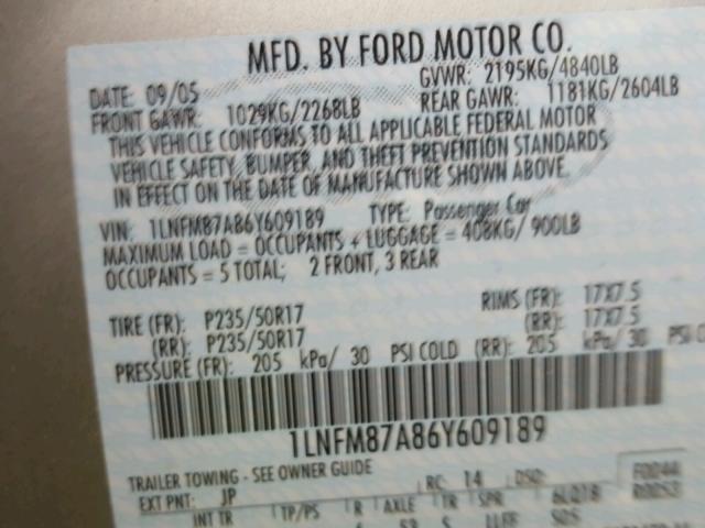 1LNFM87A86Y609189 - 2006 LINCOLN LS SILVER photo 10