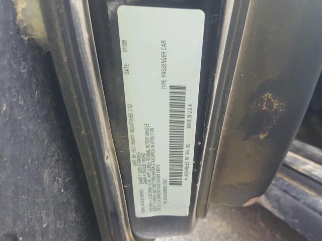 4S3BL626666212492 - 2006 SUBARU LEGACY 2.5 BLACK photo 10